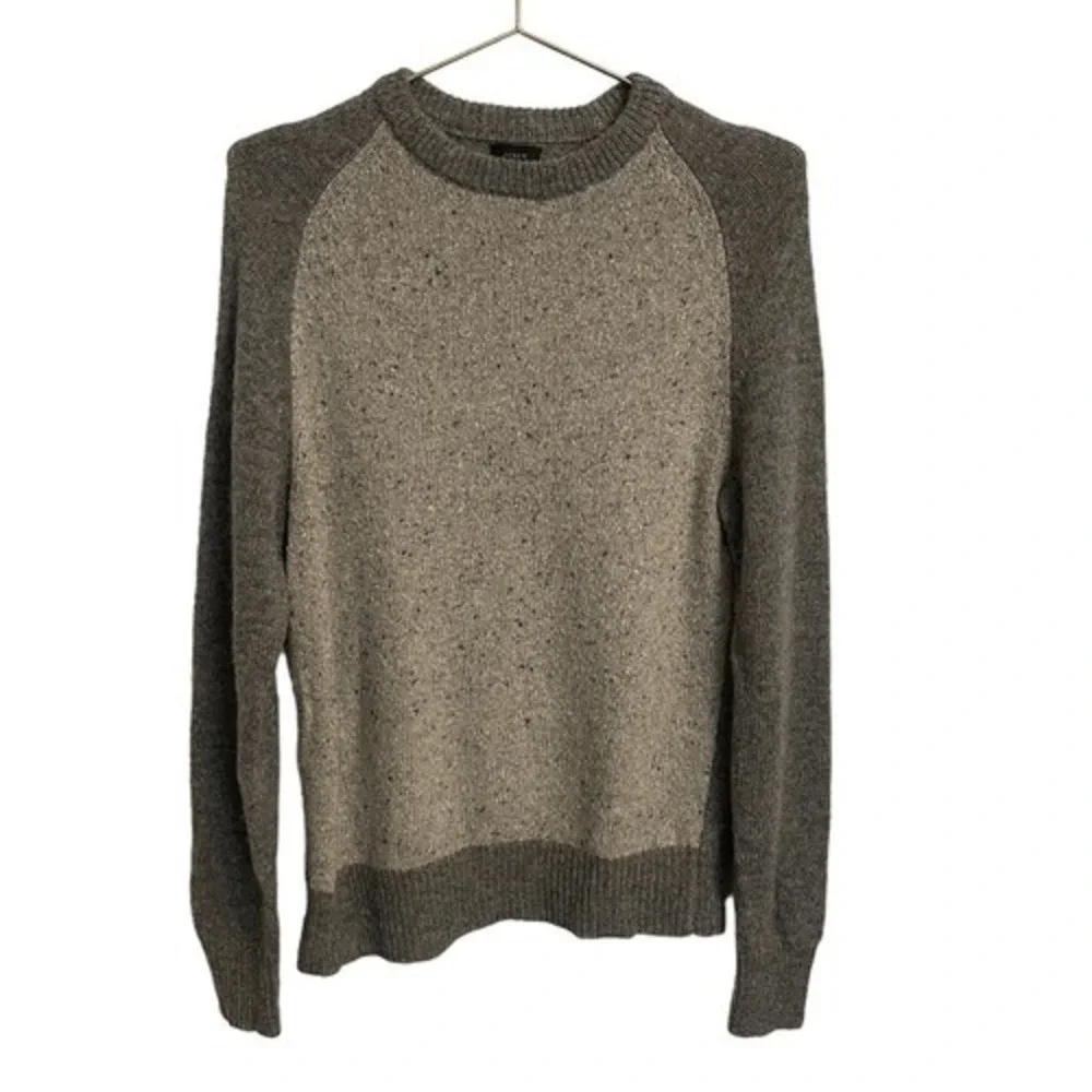 J. Crew Mens Small Grey Colorblock Donegal Speckled Raglan Crewneck Sweater